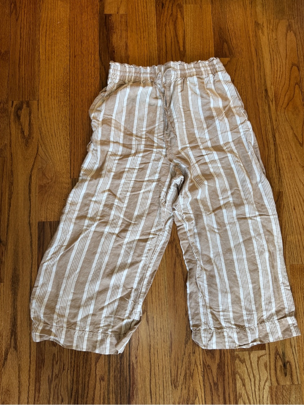 Madewell (s) Striped Linen-Blend Casual Pants in Beige and White